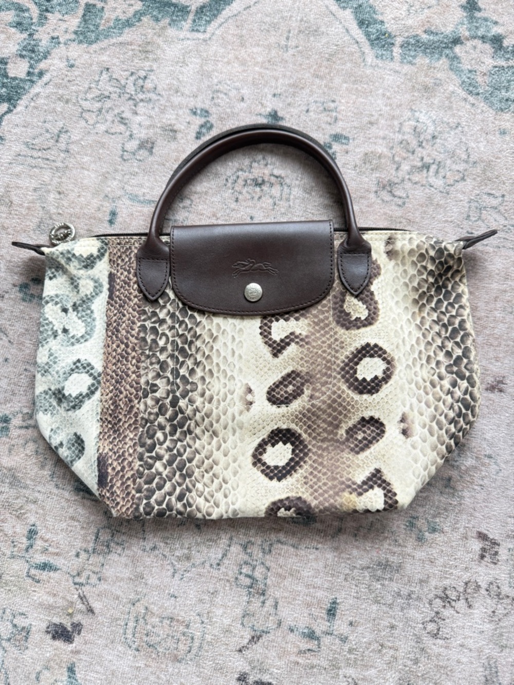 Longchamp Snakeskin Print Le Pliage Mini Tote Limited Edition
